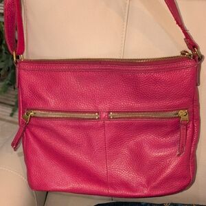 Fossil Erin Crossbody Shoulder Bag In Red Pebble Leather With Adj Strap